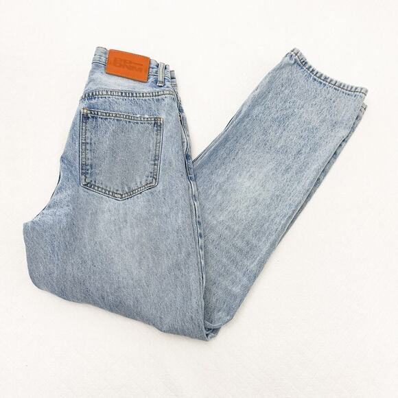 Princess Polly Assymetric Button Front Straight Light Wash Denim Jeans Size 0 - Picture 9 of 9